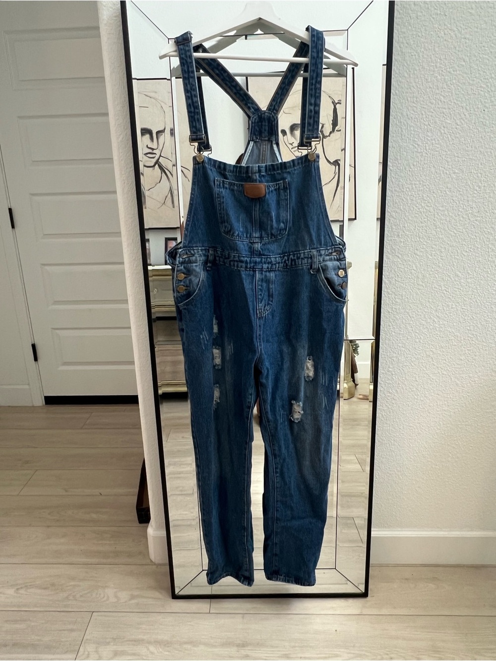 Denim Overalls - Blue Distressed Women’s Jean Overalls